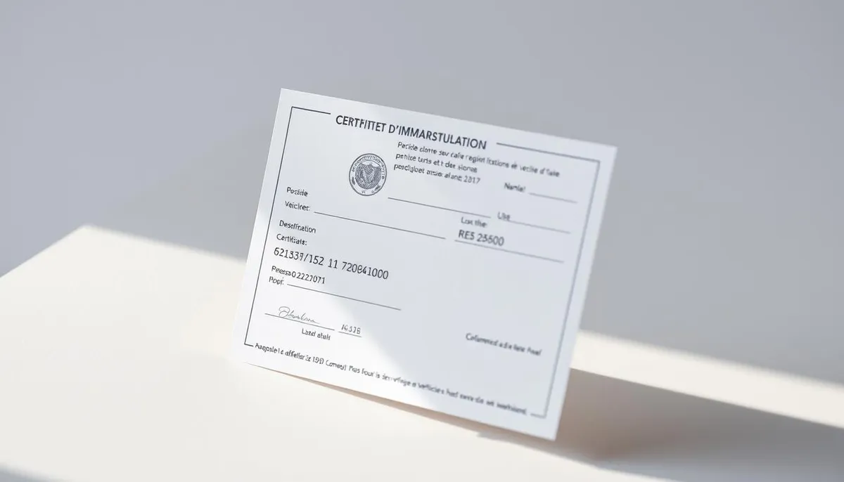 certificat d'immatriculation