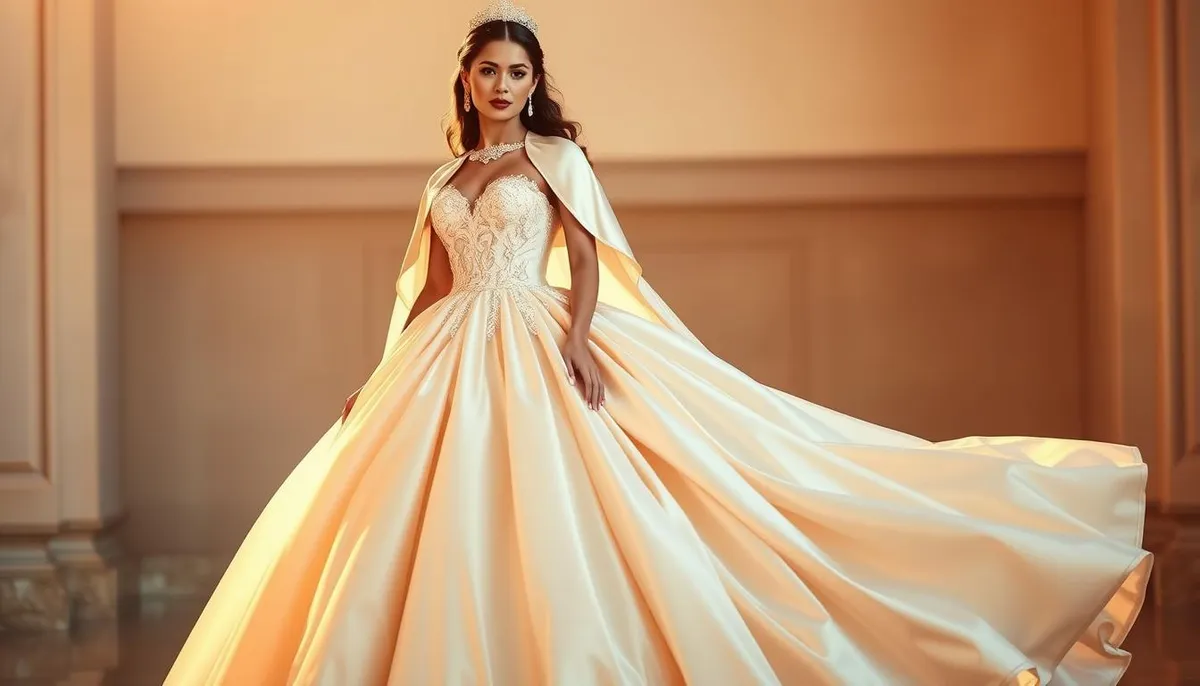 Explore Champagne Ball Gown for Quinceañera with Trains and Capes