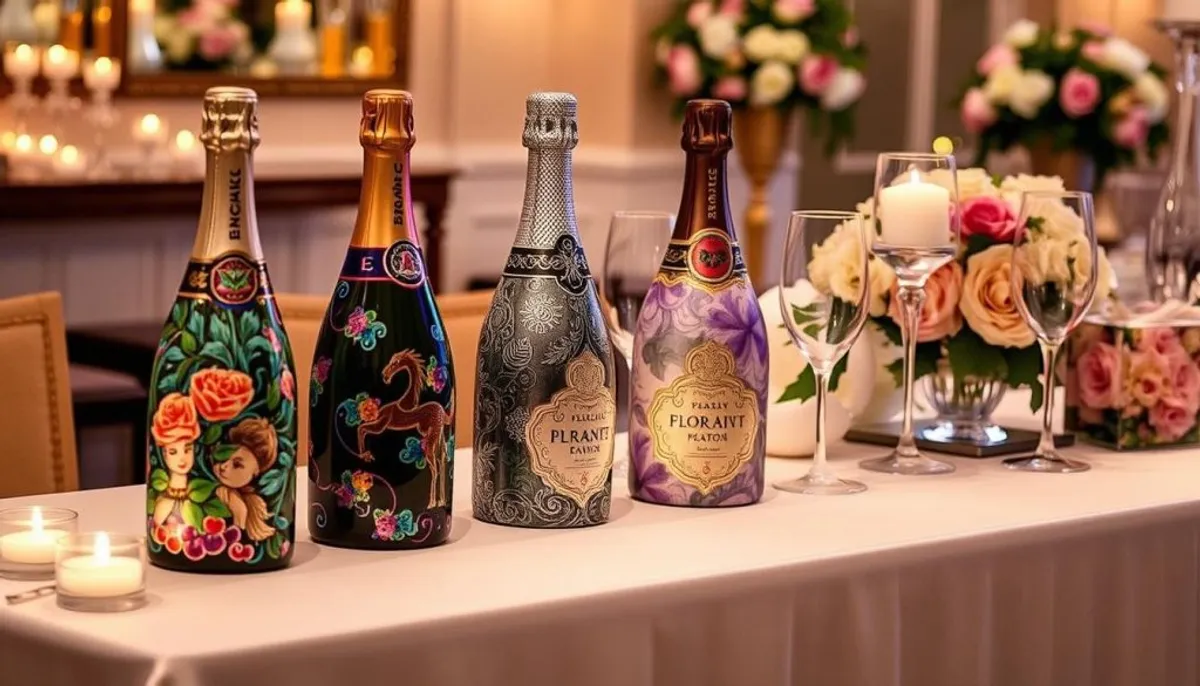 painted champagne bottles